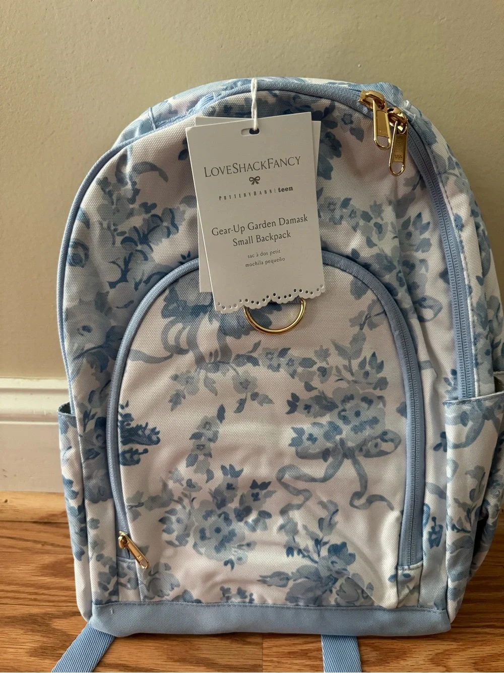 NWT - Pottery Barn Teen LoveShackFancy Pale Blue Floral Mini Backpack